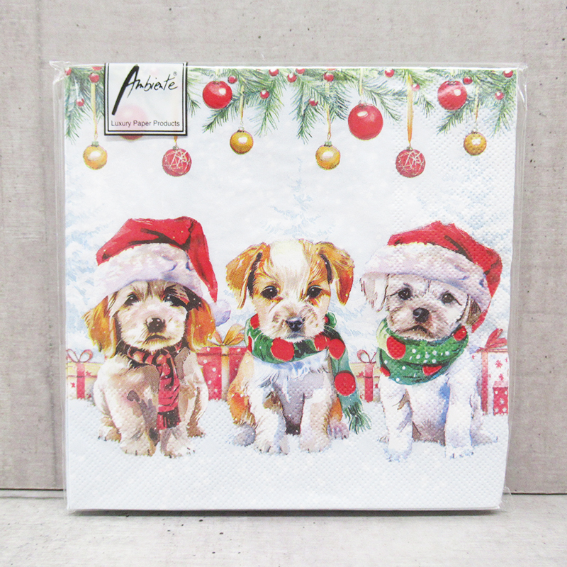 Ambiente クリスマスペーパーナプキン Funny cute puppies